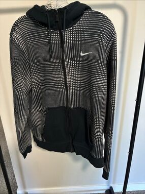 Nike Black & White Patterned Full-Zip Hoodie Jacket